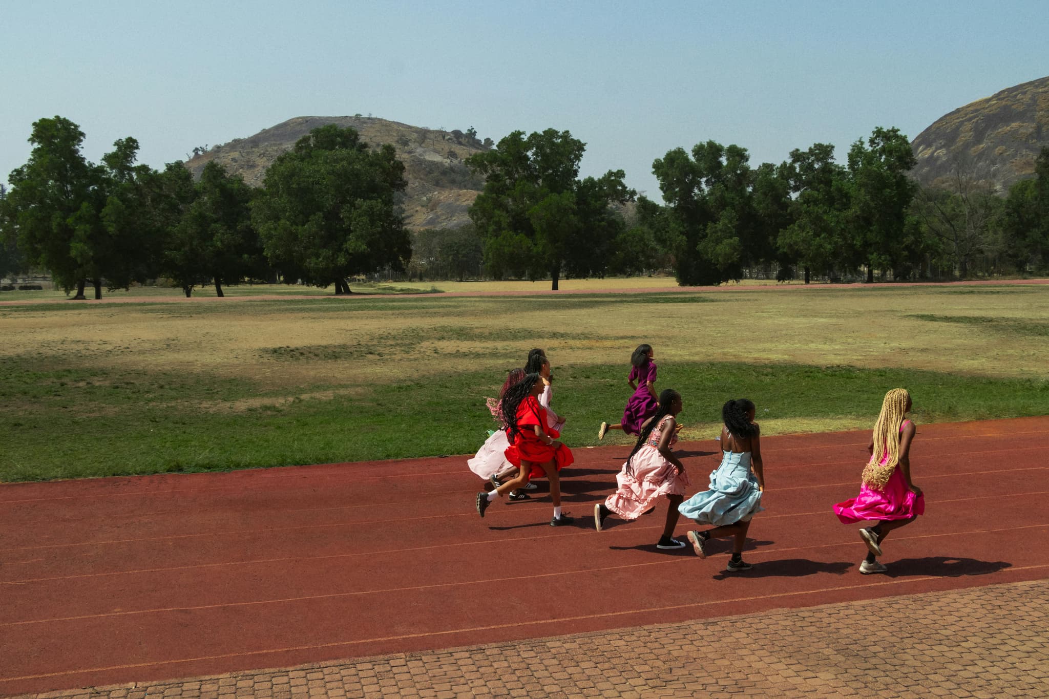 Children in a running race